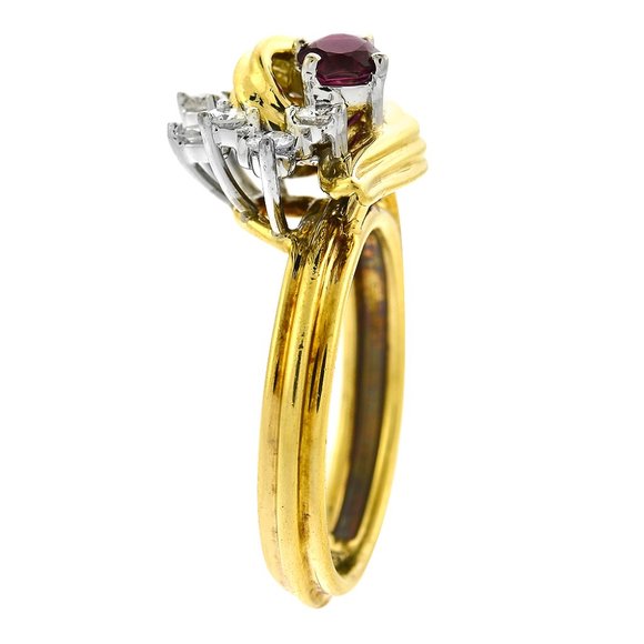 0.30 Carat Diamond & 0.20 Carat Ruby Vintage Ring - Picture 3 of 3